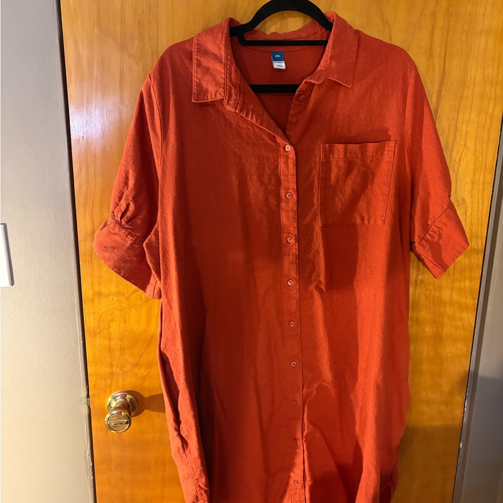 Women’s Rust Shirt Dress-Linen